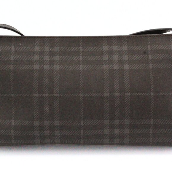 Authentic Burberry London NWT Gray Charcoal Leather Canvas Shoulder Bag - Picture 2 of 16